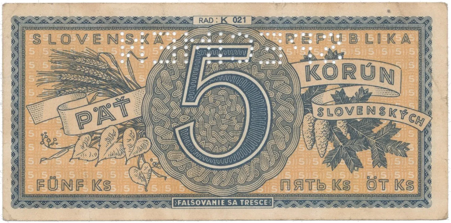 5 Koruna b.d. (1945), série K 021, Hej.55a.S1