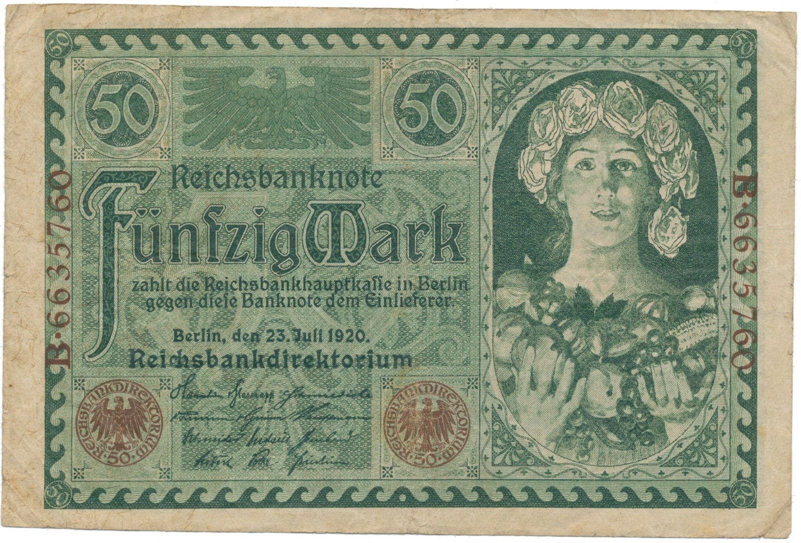 Německo, 50 Mark 1920, Ro.66