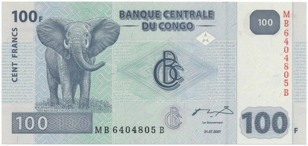 Kongo Dem. Republika, 100 Francs 2007, tisk G&D, P.99