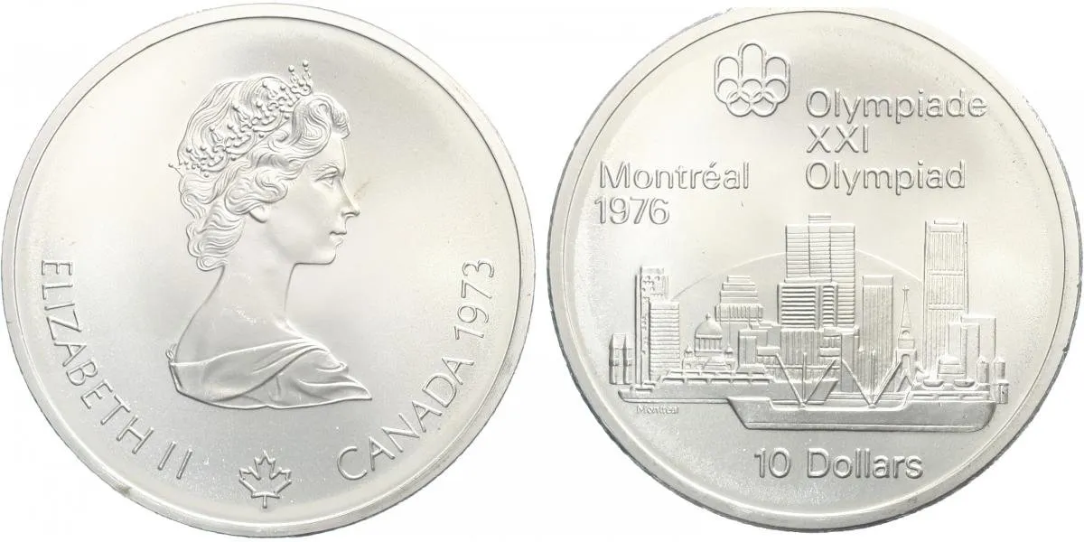 10 Dollar 1973 - OH Montreal 1976, Ag 0,925 (48,6 g), běžná kvalita