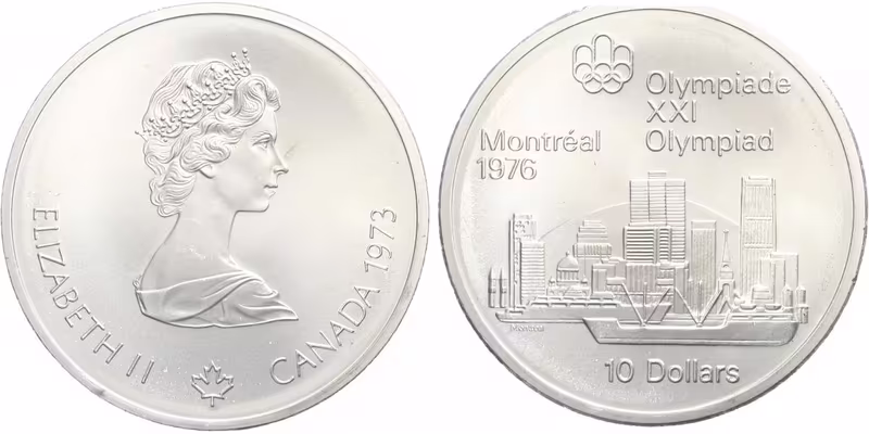 10 Dollar 1973 - OH Montreal 1976, Ag 0,925 (48,6 g), běžná kvalita
