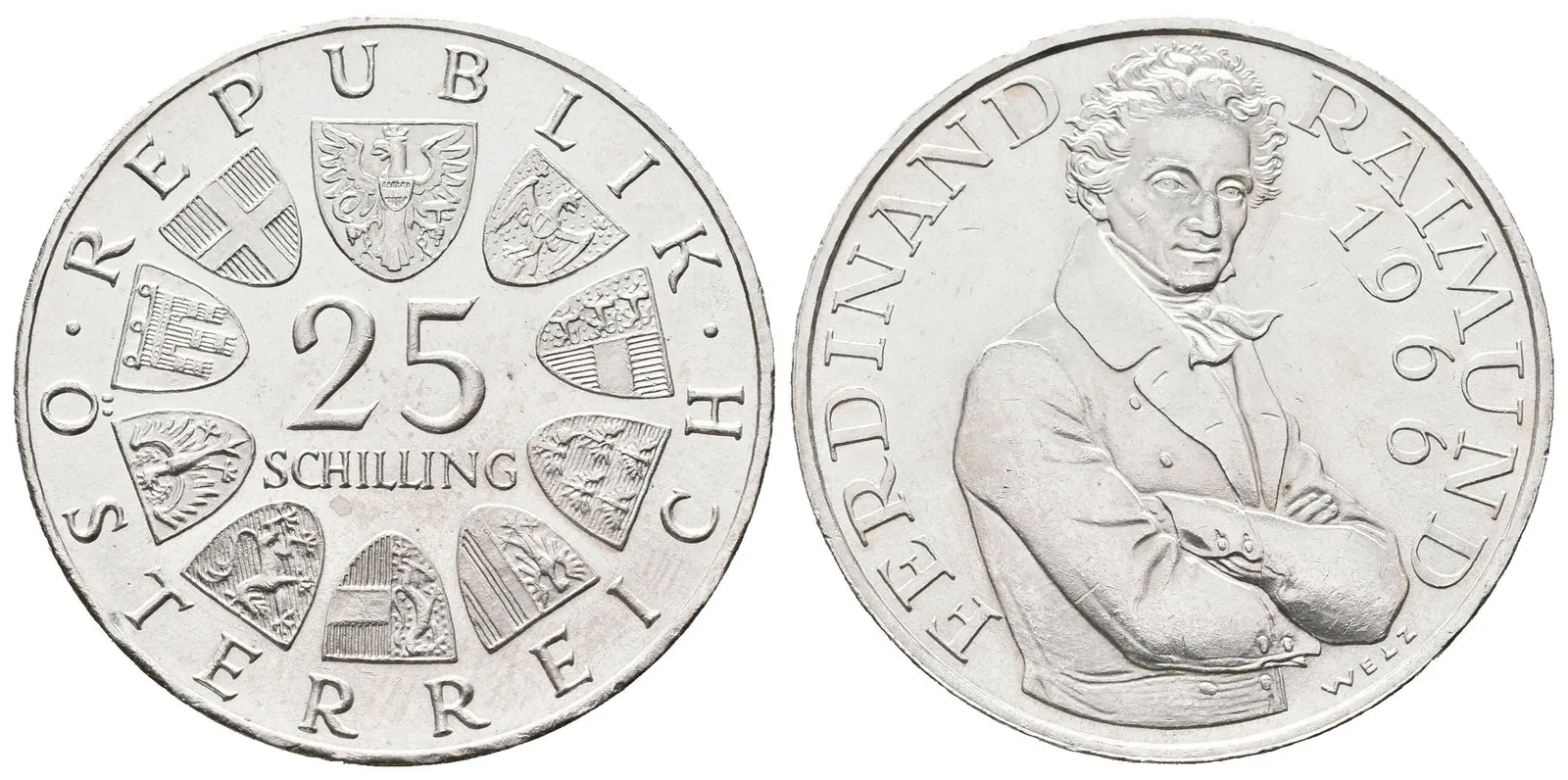 Rakousko, 25 Schilling 1966 - Raimund