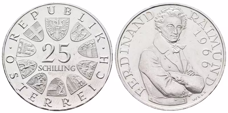 Rakousko, 25 Schilling 1966 - Raimund
