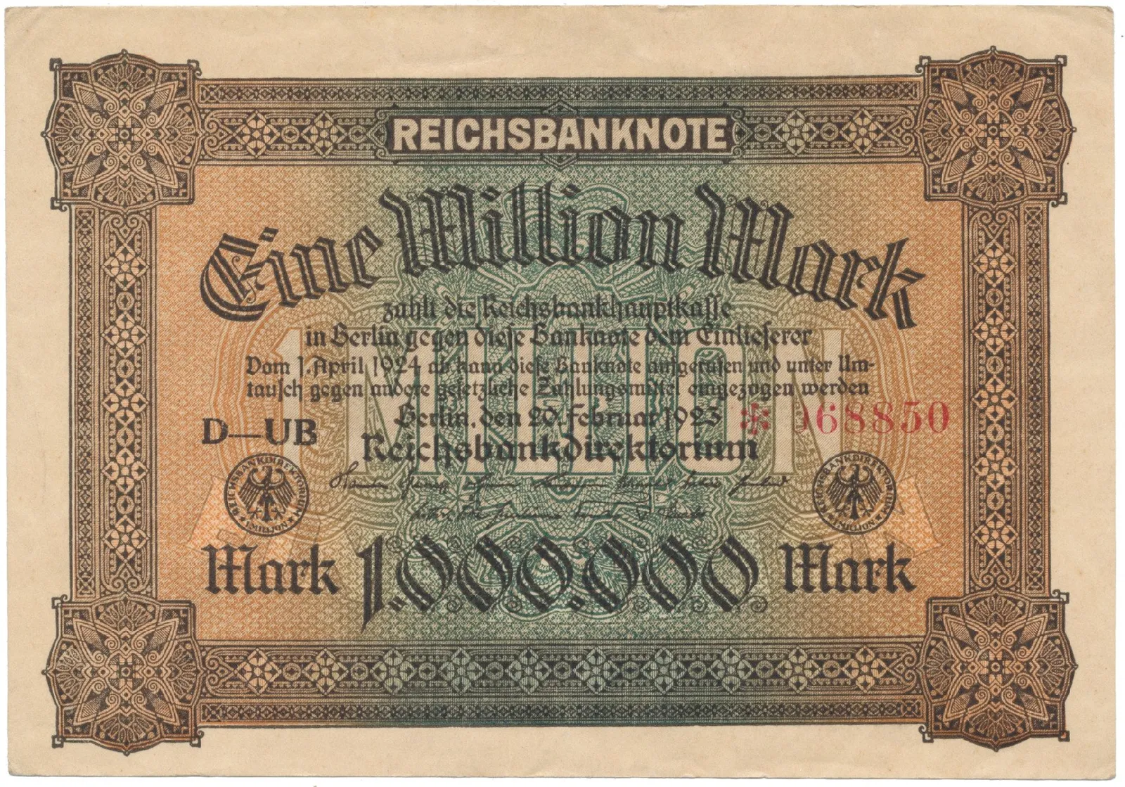 Německo, 100 Millionen Mark 1923, Ro.85a