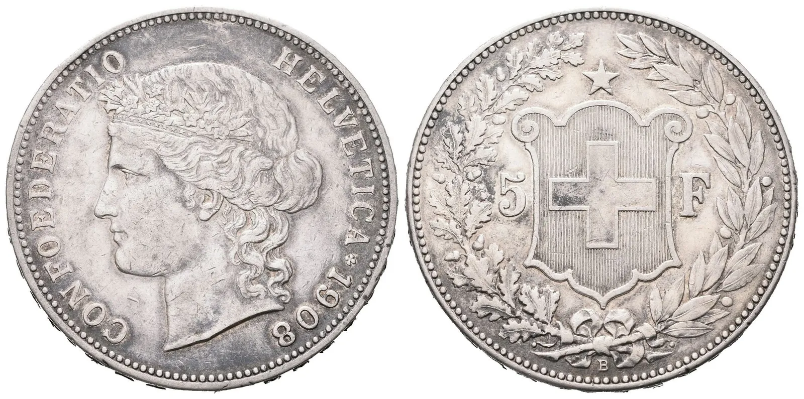 Švýcarsko, 5 Frank 1908 B