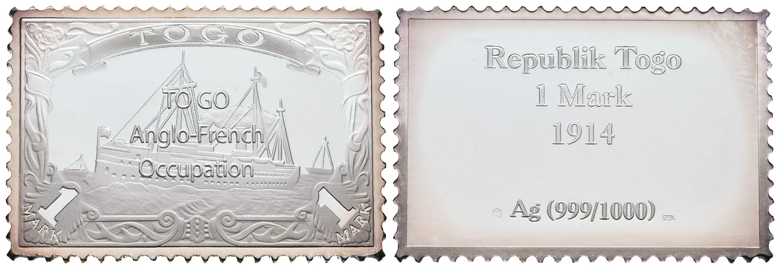 Stříbrná známka - Togo: britsko-francouzské obsazení - 1914 - Ag 12 g - 999/1000