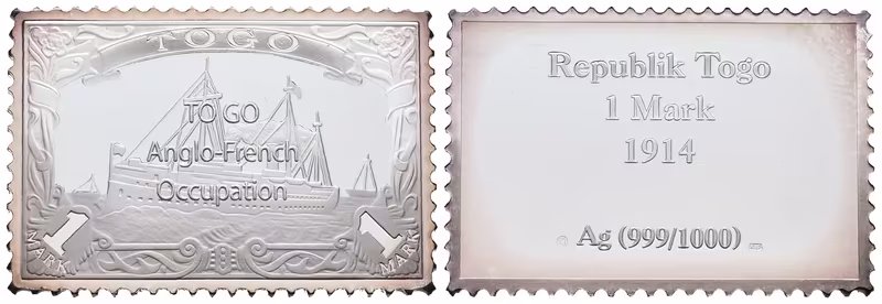 Stříbrná známka - Togo: britsko-francouzské obsazení - 1914 - Ag 12 g - 999/1000