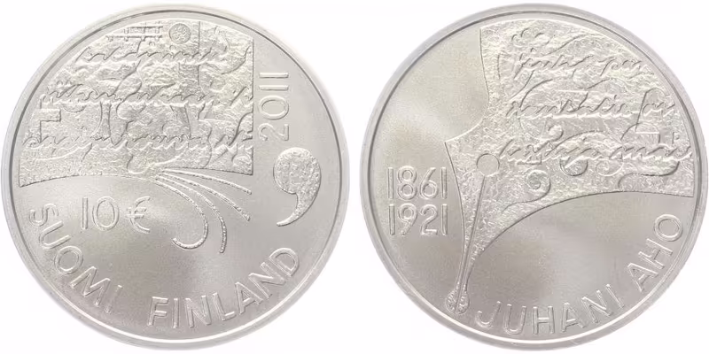 10 Euro 2011 - 15. výročí 1. finského spisovatele Juhani Aho