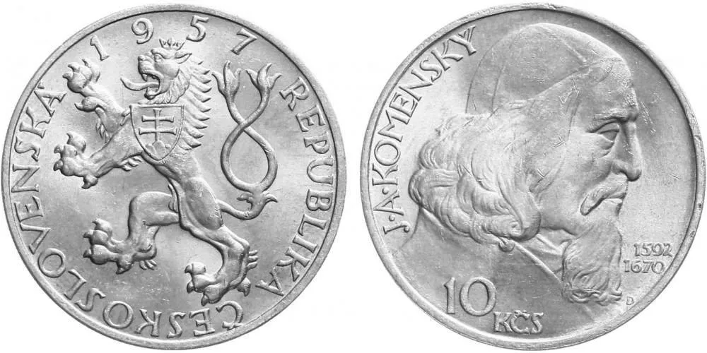 10 Kčs 1957 - Jan Ámos Komenský
