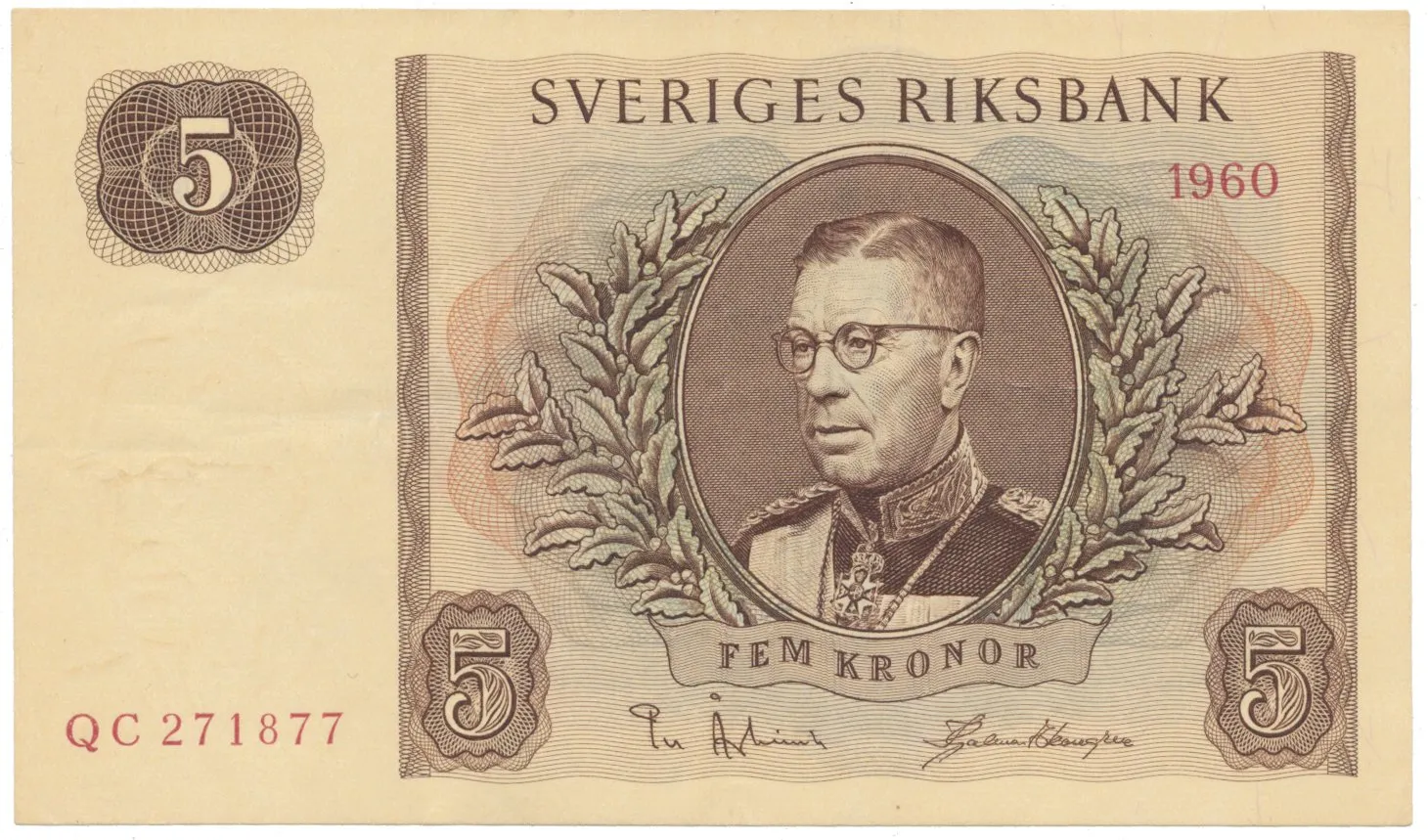 Švédsko, 5 Kronor 1954-1961, P.42a-f
