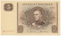 Švédsko, 5 Kronor 1954-1961, P.42a-f