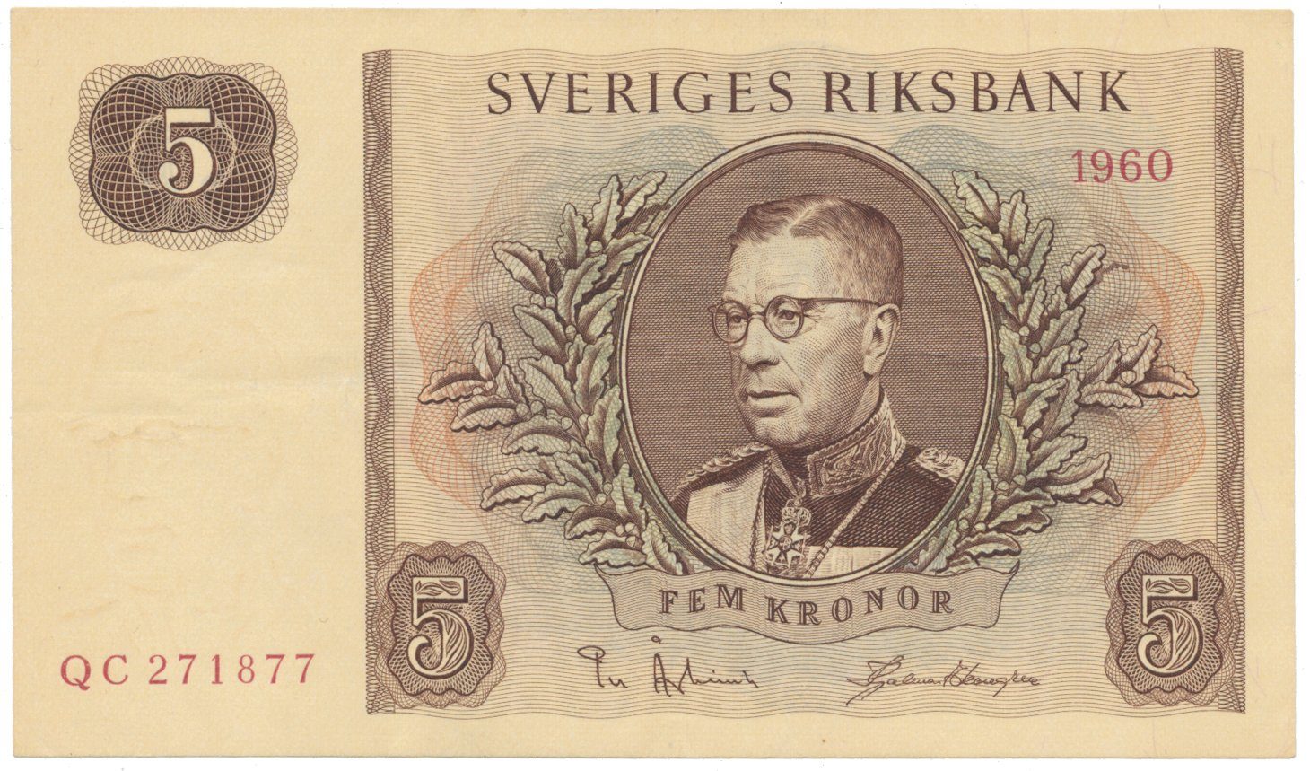 Švédsko, 5 Kronor 1954-1961, P.42a-f