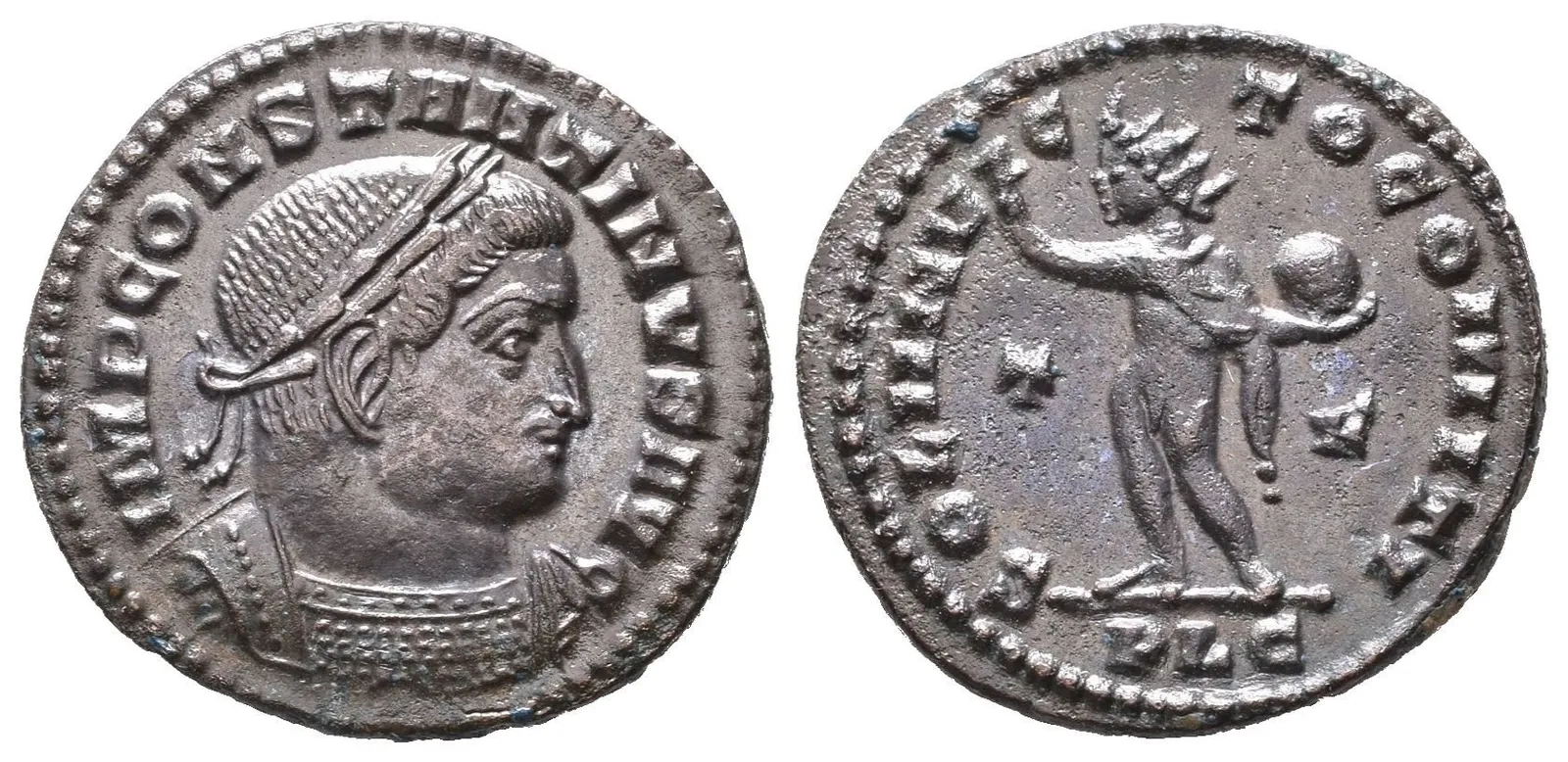 Follis, Lyons, 314 - 315, Rv: SOLI INVICTO COMITI, stojící Sol zleva pozvedá pravou — 1