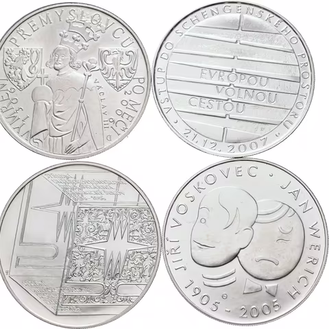 200 Kč 2005 - Voskovec a Werich, 2006 - vymření Přemyslovců, Kamenický Šenov,