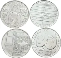 200 Kč 2005 - Voskovec a Werich, 2006 - vymření Přemyslovců, Kamenický Šenov, — 1