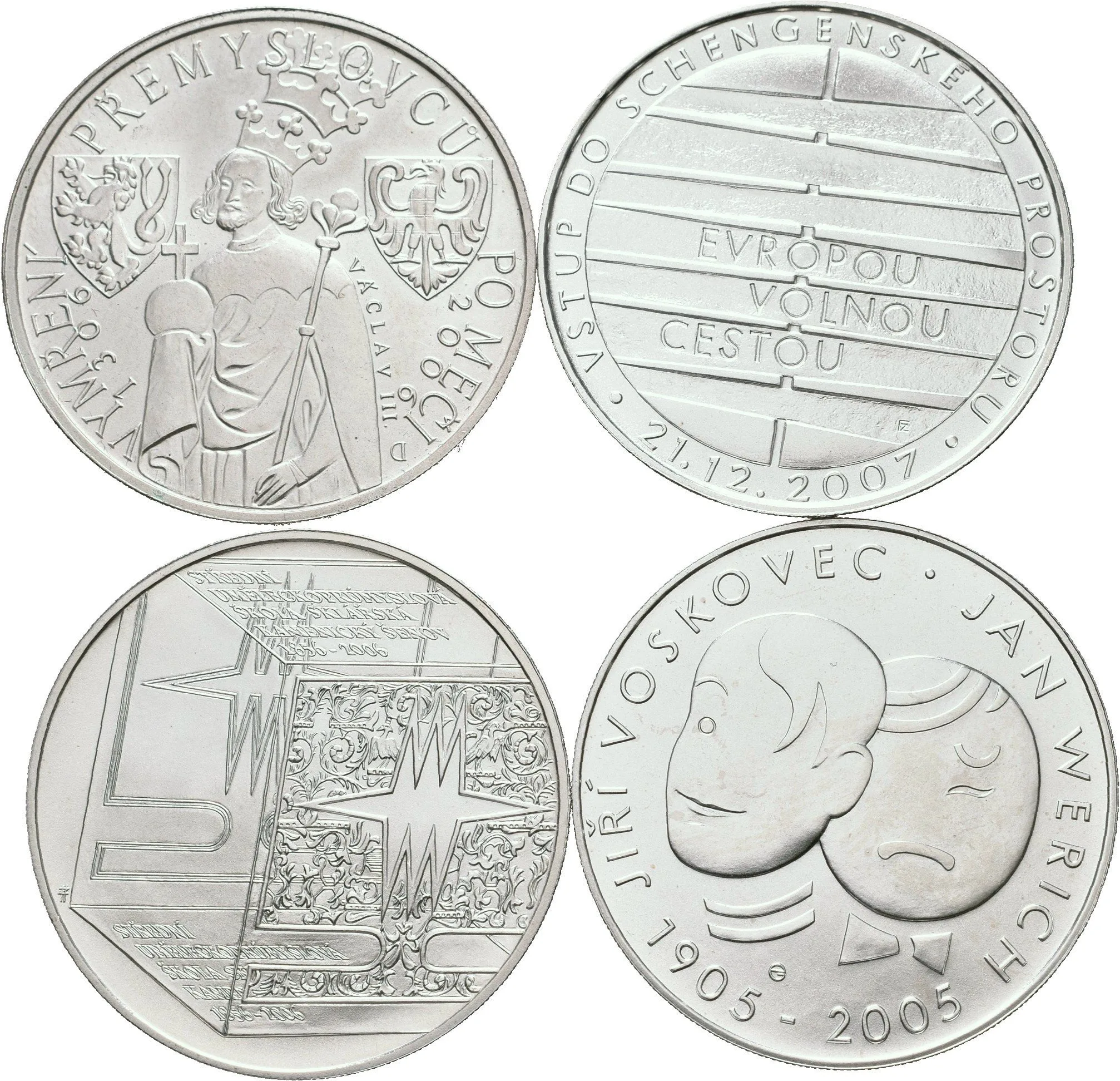200 Kč 2005 - Voskovec a Werich, 2006 - vymření Přemyslovců, Kamenický Šenov, — 1