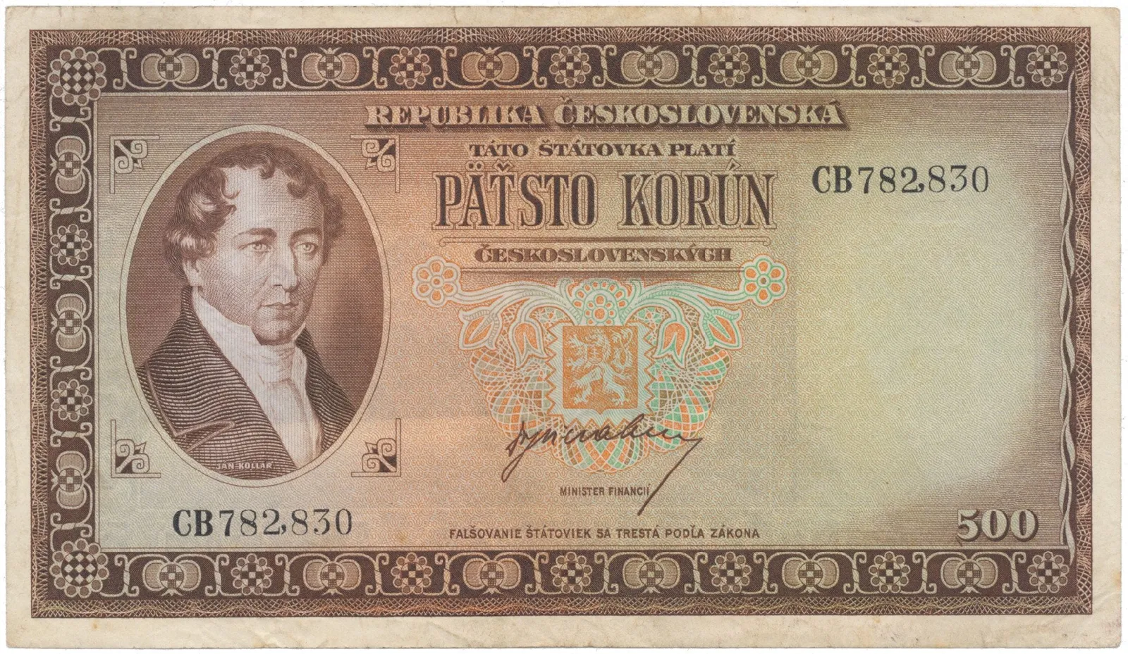 500 Koruna b.d. (1945), série CB, Hej.75a