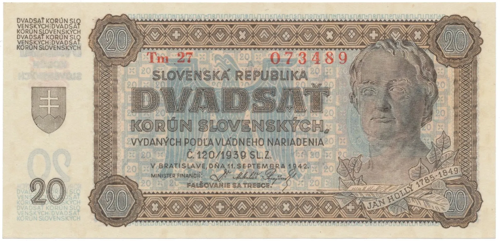 20 Koruna 1942, série Tm 27, Hej.53a2