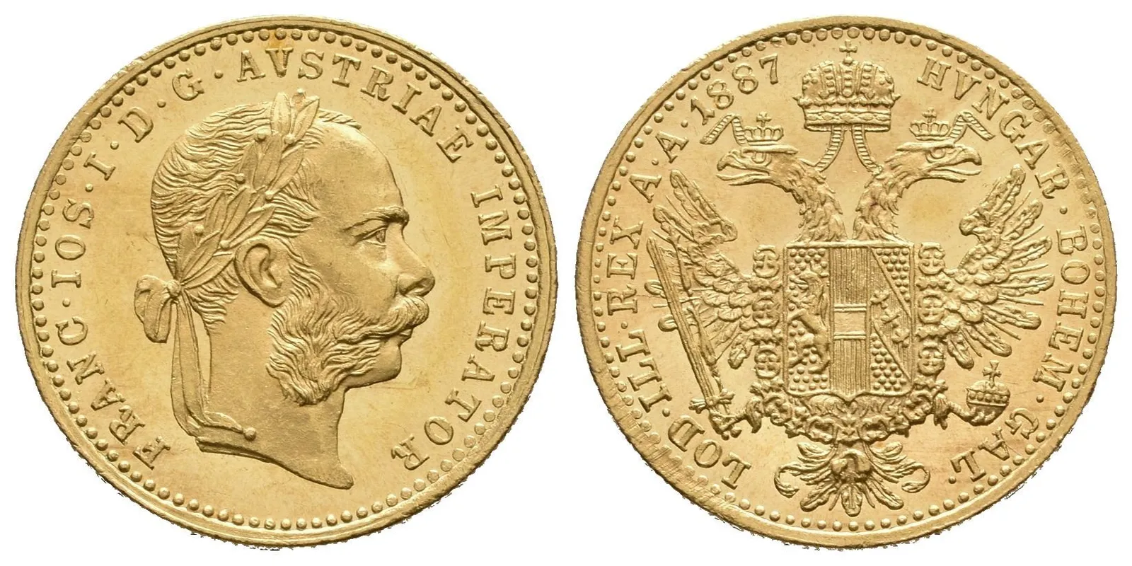 Dukát 1887, luxusní zachovalost, zrcadlový ražební lesk, — 1