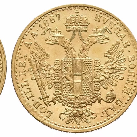 Dukát 1887, luxusní zachovalost, zrcadlový ražební lesk,