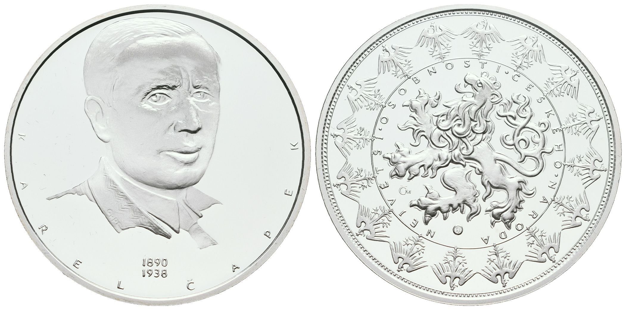 Stříbrná investiční medaile - PhDr. Karel Čapek - Ag 29 g - 999/1000 + Certifikát