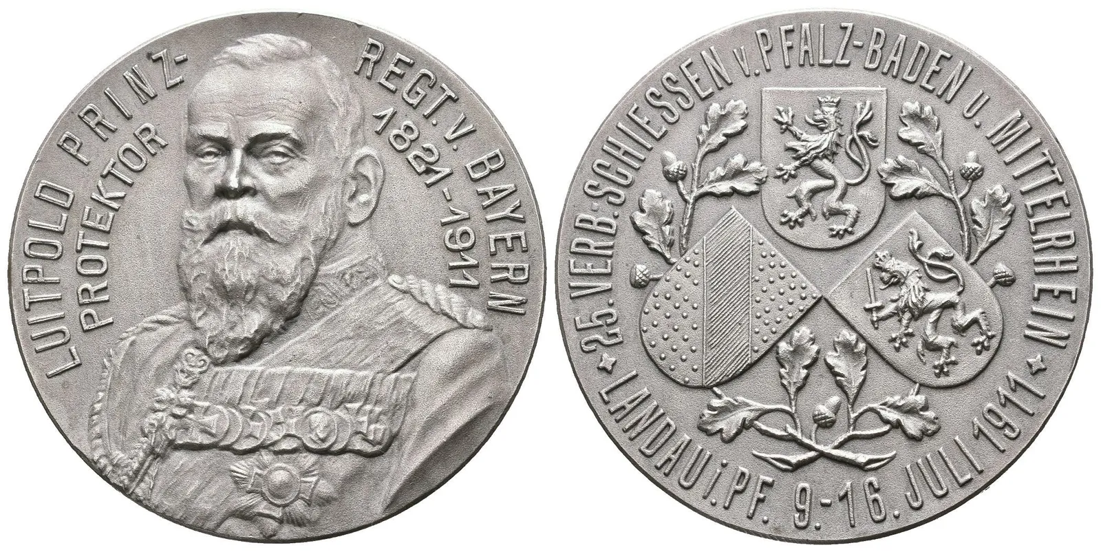 AR Medaile 1911 - 25. Spolkové střelby Pfalz-Baden v Landau. — 1