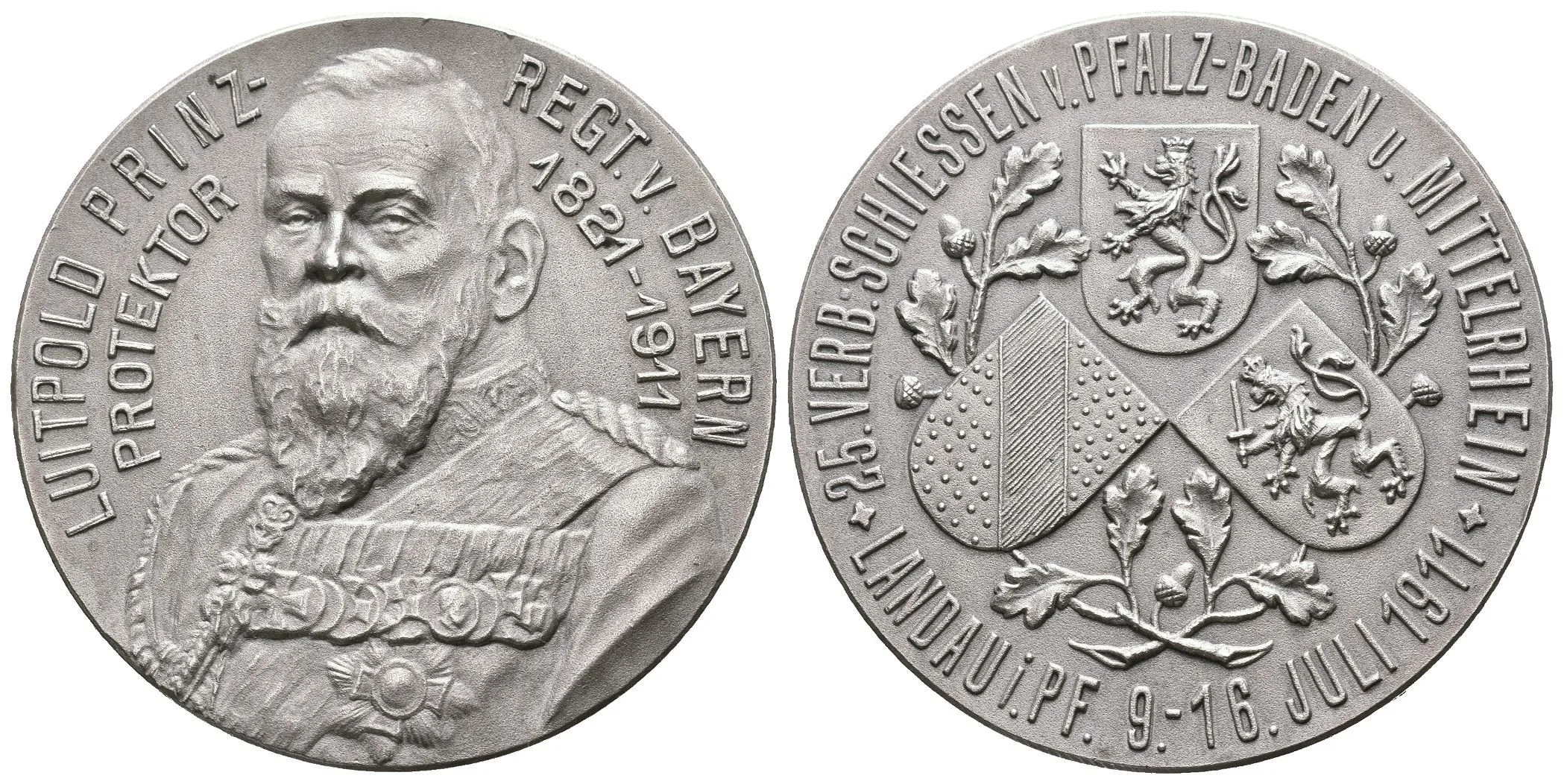 AR Medaile 1911 - 25. Spolkové střelby Pfalz-Baden v Landau. — 1