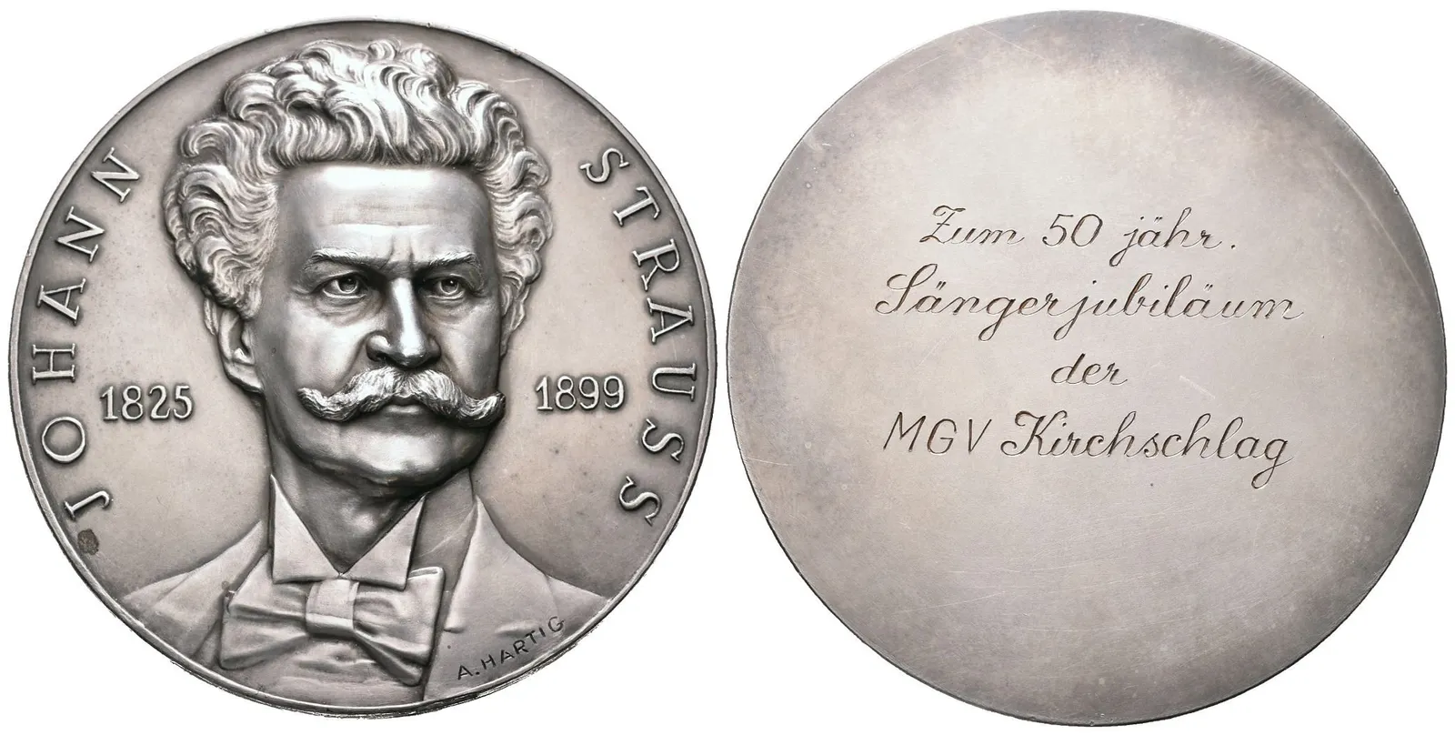 AE Medaile b.l. (1916) - K 50. výročí pěv. spolku Kirschlag, — 1