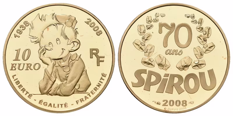 Francie, 10 Euro 2008 - 70. výročí Spirou