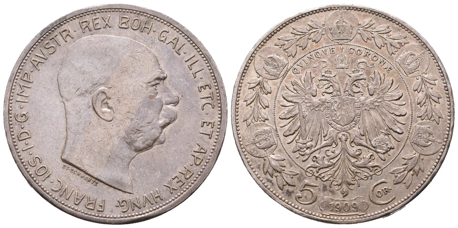 5 Koruna 1909 Schwartz