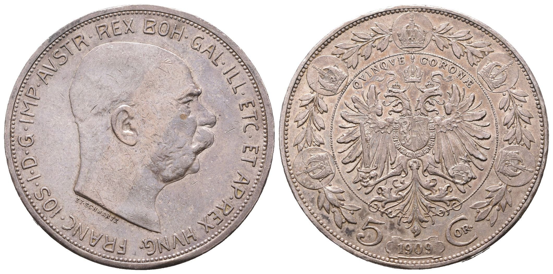 5 Koruna 1909 Schwartz