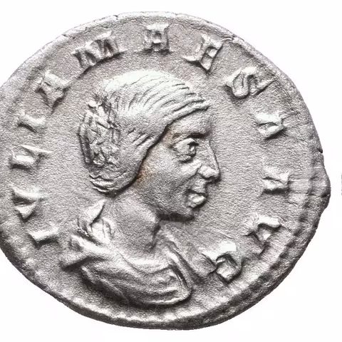 Denár, Rv: PVDICITIA, sedící Pudicitia zleva drží žezlo a závoj, RIC.268 (Elagabalus),
