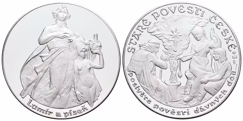 Stříbrná investiční medaile - Staré pověsti české - Lumír a píseň- Ag 20 g - 925/1000