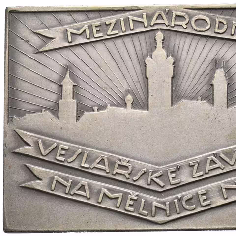 AE Plaketa 1925 (Bauch) - Veslařské závody, I. čtyřky mimopražské. Postř. bronz 61 x 44 mm,