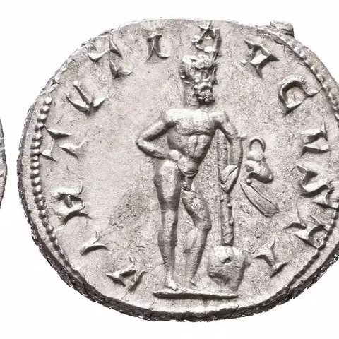 Antoninian, 241 - 243, Rv: VIRTVTI AVGVSTI, stojící Hercules zprava se opírá kyjem