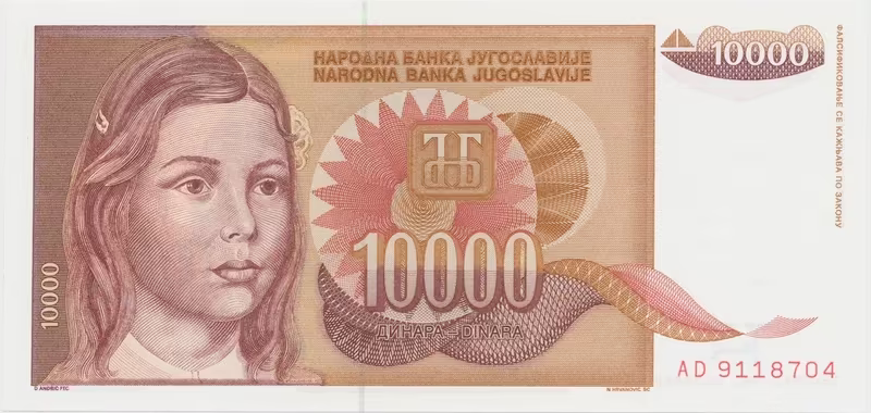 Jugoslávie, 10.000 Dinara 1992, P.116a