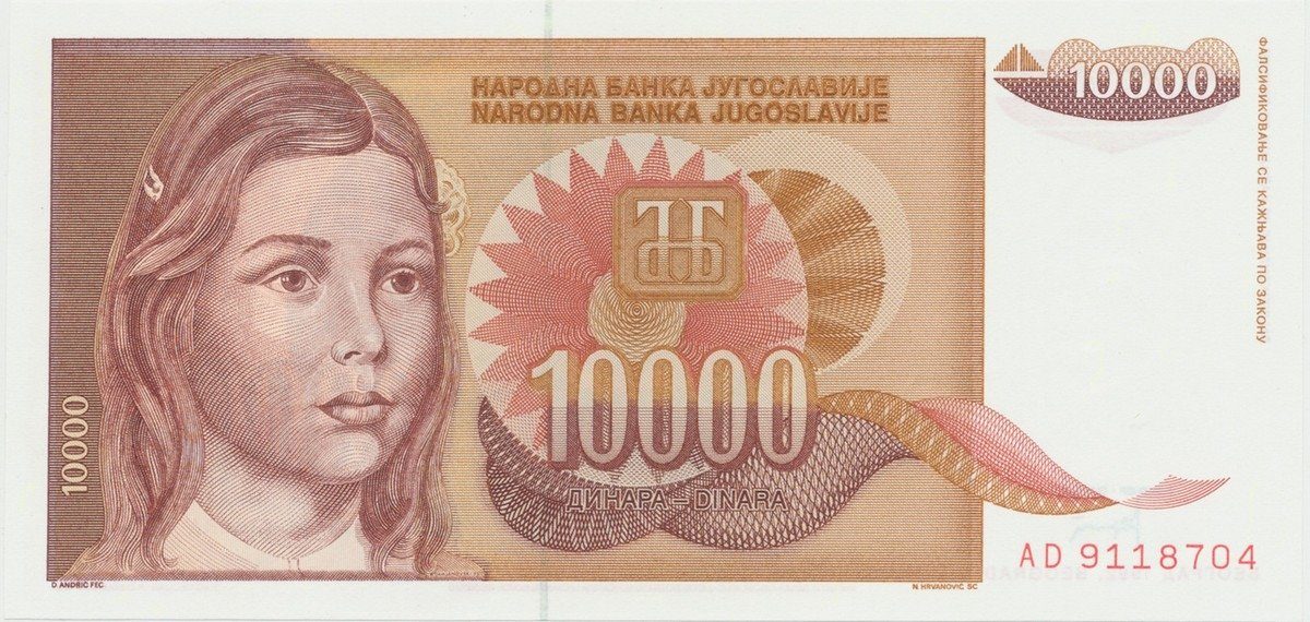 Jugoslávie, 10.000 Dinara 1992, P.116a