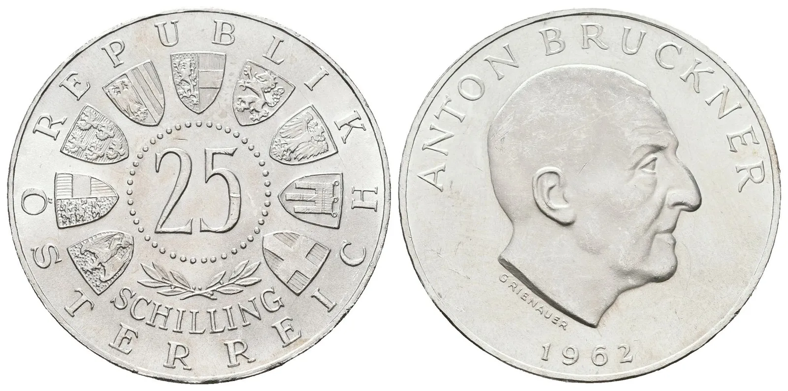 Rakousko, 25 Schilling 1962 - Bruckner
