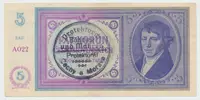 Protektorát Čechy a Morava, 5 Koruna b.d. (1938/1940), ruční razítko, Hej.29a