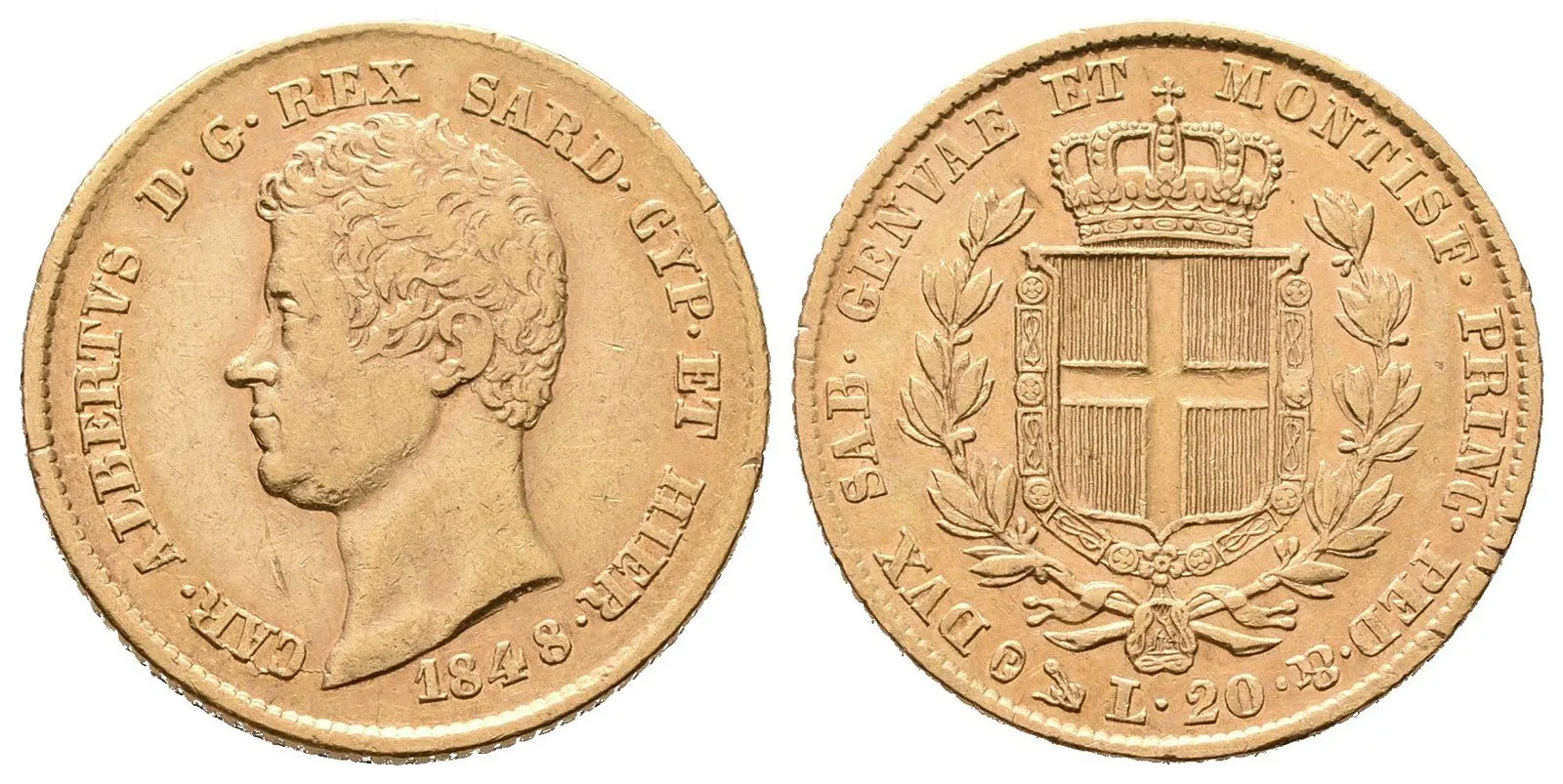 Sardínie, 20 Lira 1848 P