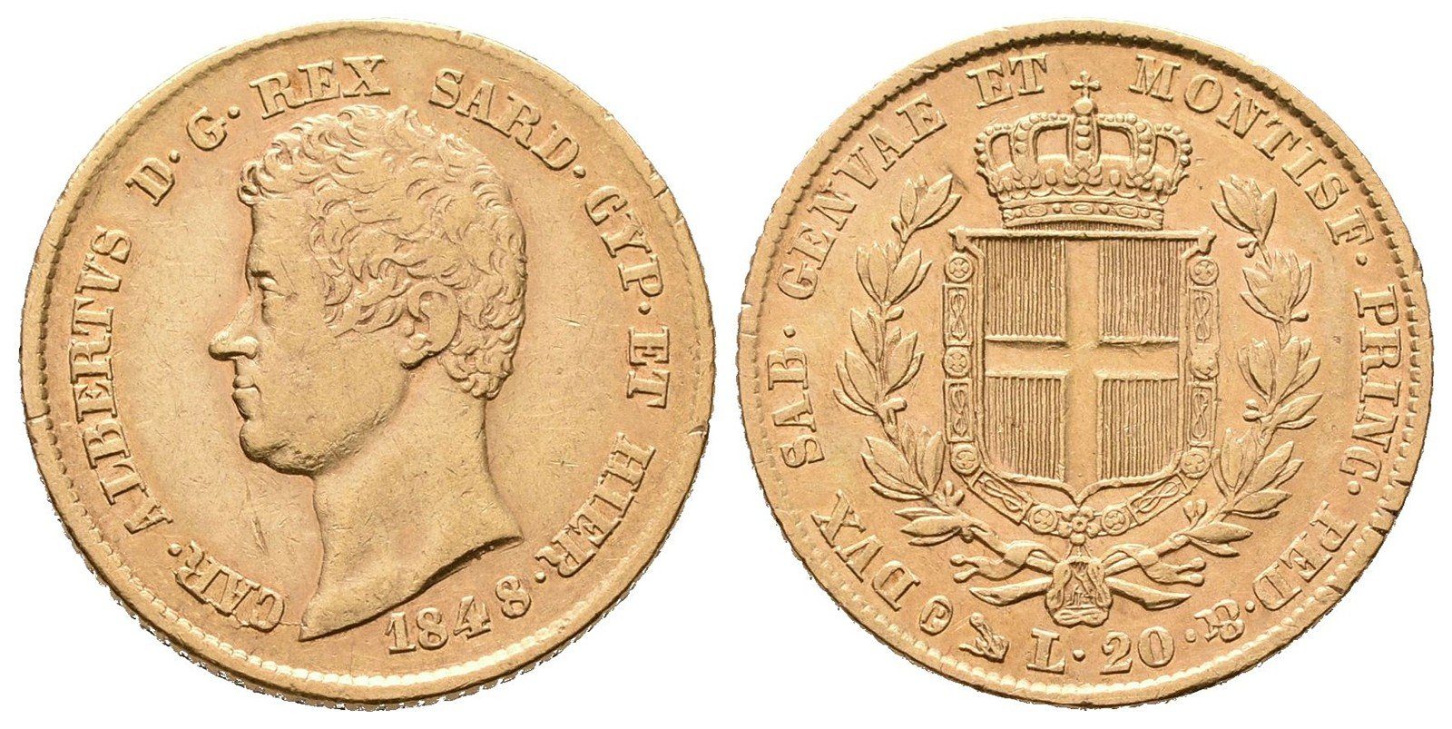 Sardínie, 20 Lira 1848 P