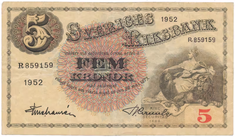 Švédsko, 5 Kronor 1952, P.33ai