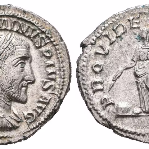 Denár, 236 - 238, Rv: PROVIDENTIA AVG, stojící Providentia zleva drží hůlku nad glóbem