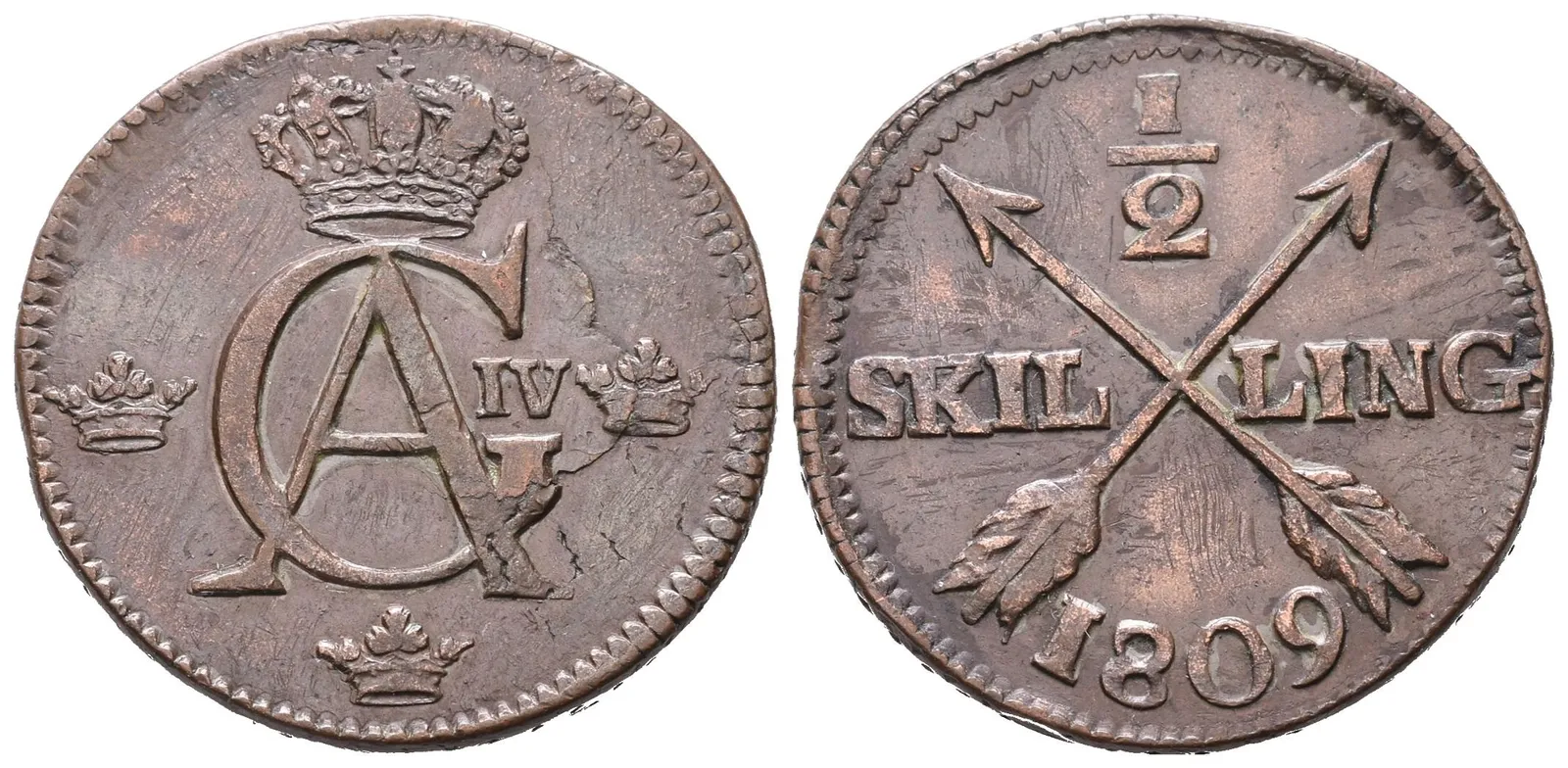 Švédsko, 1/2 Šilinku 1809