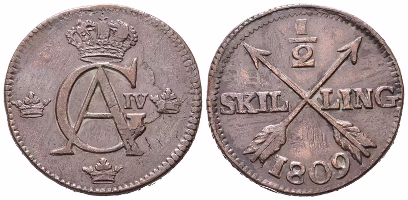 Švédsko, 1/2 Šilinku 1809