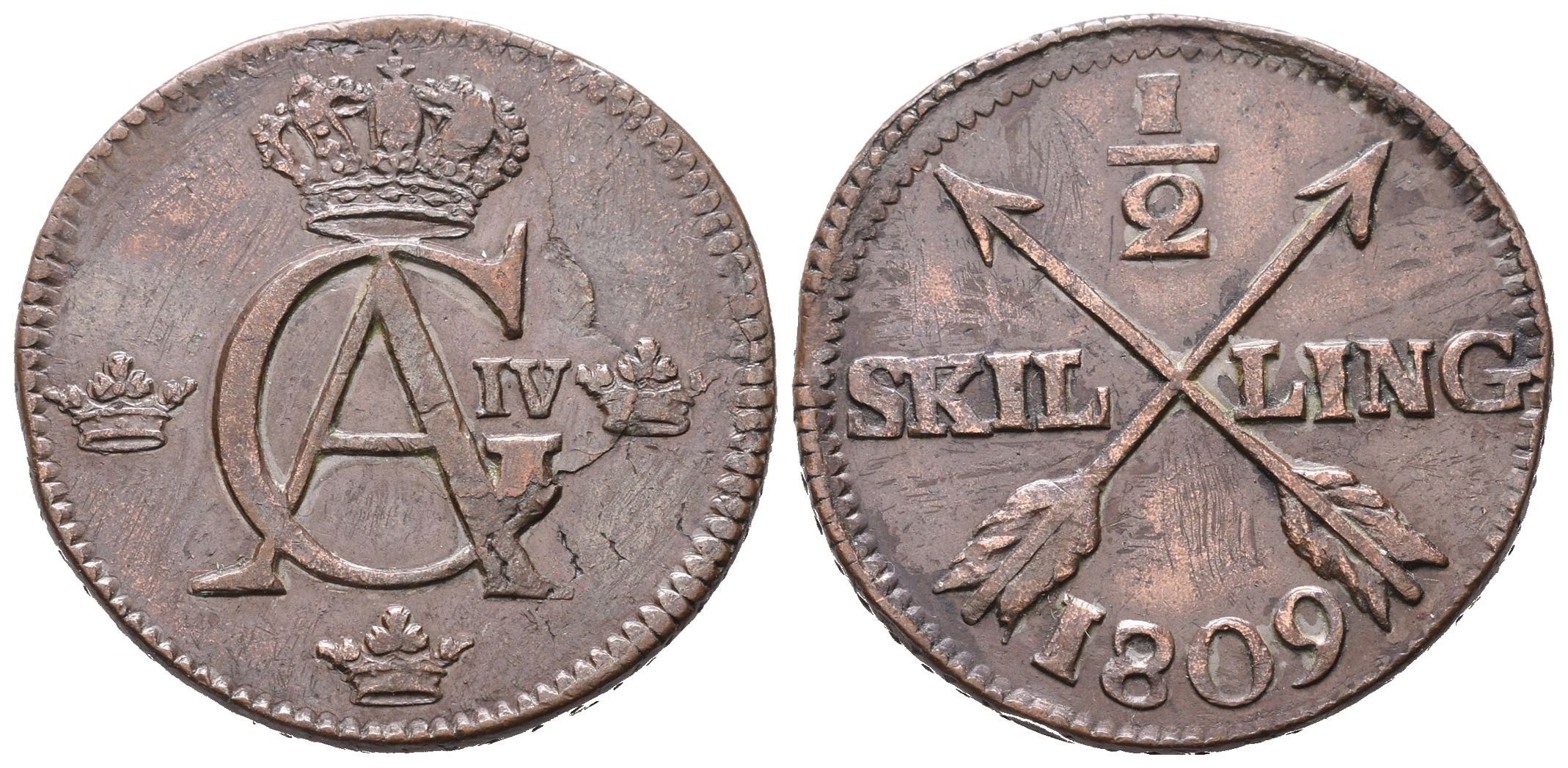 Švédsko, 1/2 Šilinku 1809