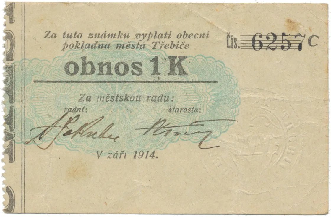 Třebíč - město, 1 K září 1914, silnější K, HH.223.5.10m1