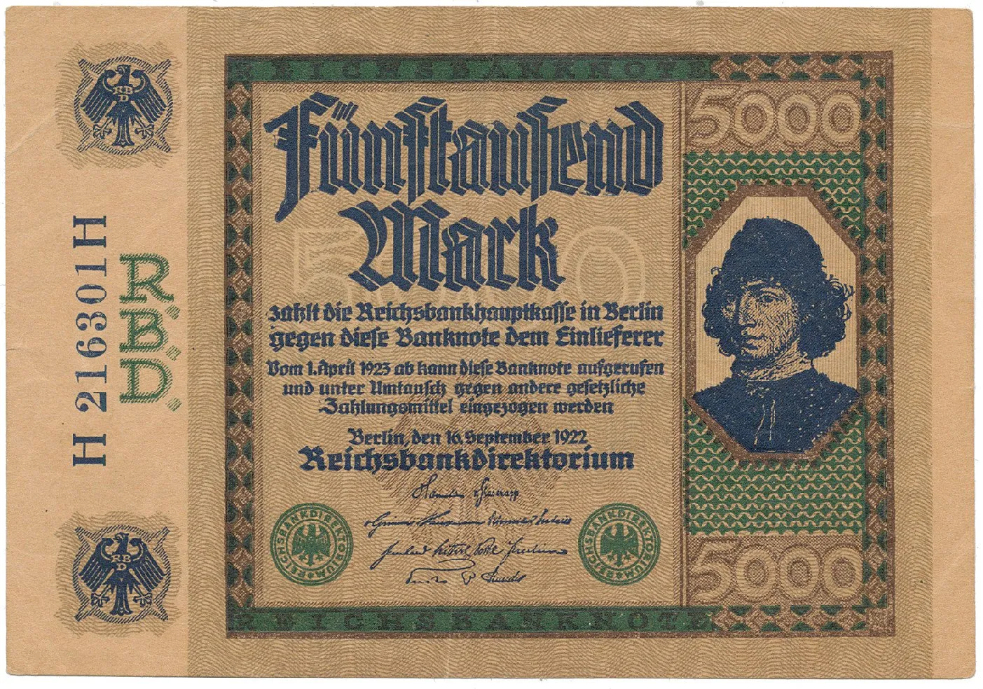 Německo, 5000 Mark 1922, Ro.76