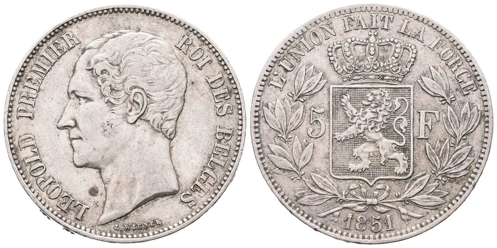 Belgie, 5 Frank 1851