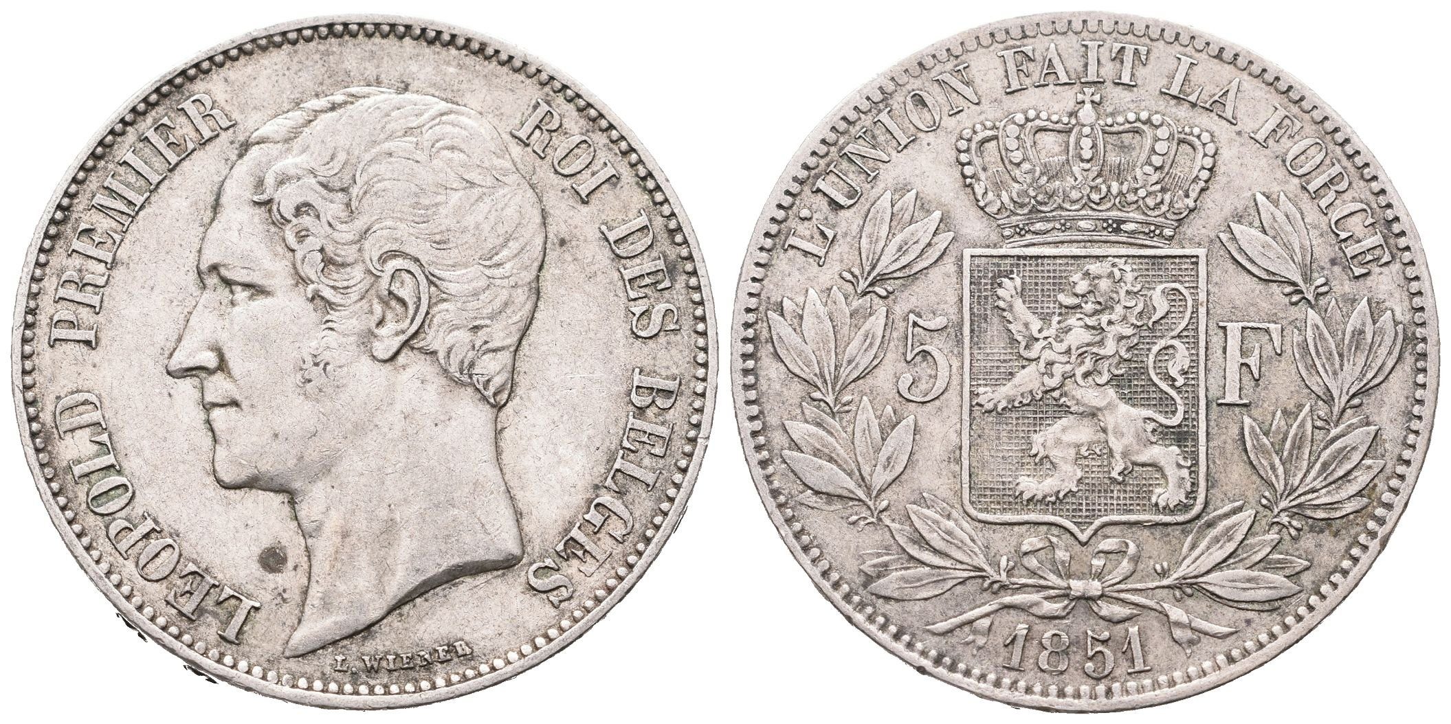 Belgie, 5 Frank 1851